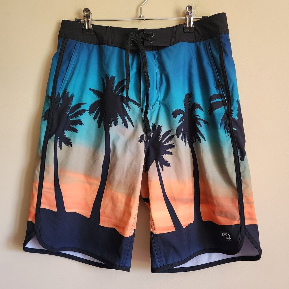 Wave Zone Mens Board Shorts Tropical Palm Trees Size 30